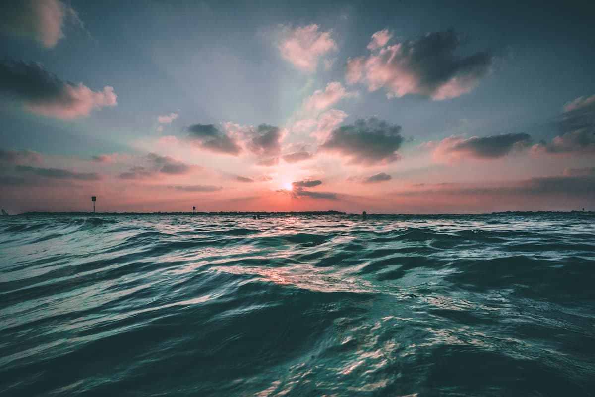 Ocean horizon at soft evening light